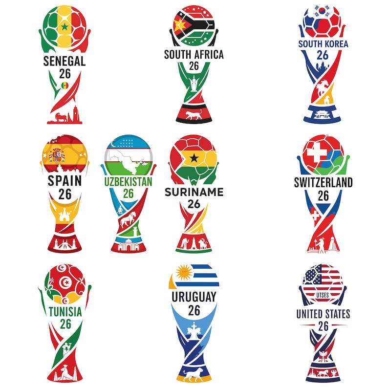 World Cup 2026 countries PNG bundle featuring 44 international soccer nation designs in high resolution with transparent background for shirts, stickers, and sublimation