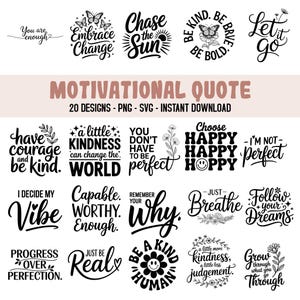 Boho Inspirational Svg Png Bundle, Kindness Svg, Positive Affirmations Svg, Motivational Boho Sayings Cut Files, Floral Quotes SVG