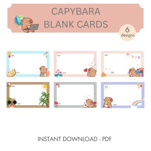 Niedliche Capybara Blankokarten, Druckbare Karten, für jeden Anlass, Geburtstag, Jubiläum, Abschlussfeier, PDF, Instant Download