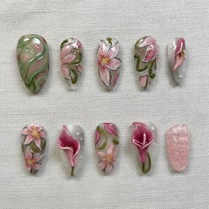Pink Lily Nails - Etsy