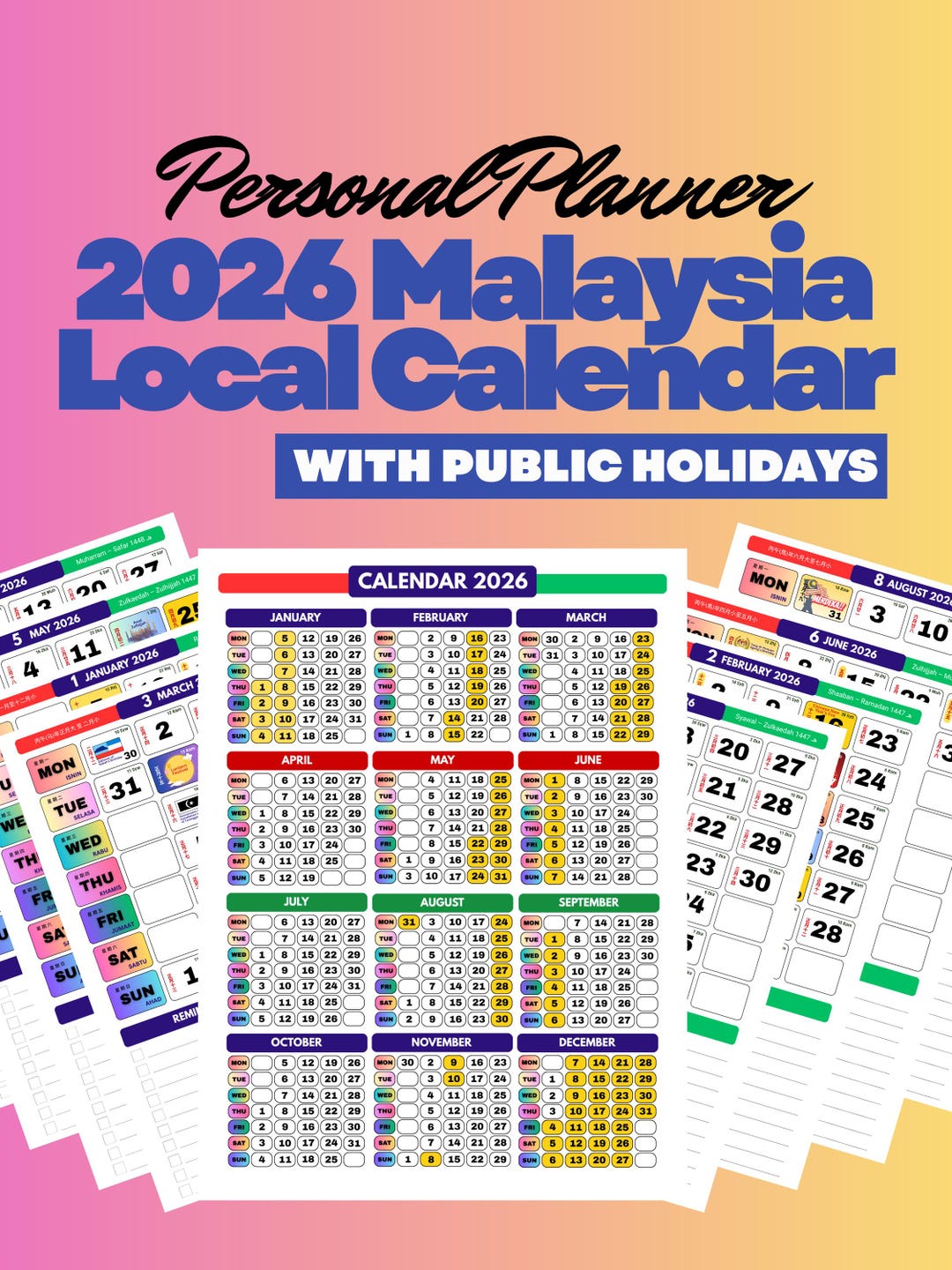 2026 Malaysia Calendar Printable | Personal Planner | Malaysian Public