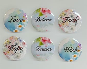Floral Kühlschrankmagnete | Inspirational Word Set, Aquarell Design