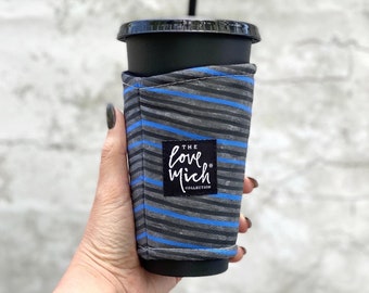 Coffee Cozy - Blue Stripe - Police