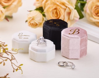 Triple Slot Velvet Ring Box Wedding Ring Box Engagement Ring Box Valentine's Day gifts for Her Anniversary Gift Wedding Gift for Her