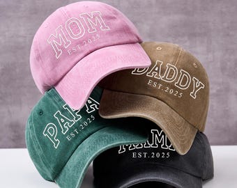 Bonnet brodé papa personnalisé | Bonnet de grand-père personnalisé avec l'année de l'Est | casquette de baseball vintage pour nouveau papa | Cadeau de fête des pères pour papa, papa