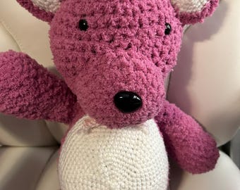 Mr Bear, the softest most cuddly little man you ever did meet! Pink fluffy bear stuffy, sustainable stuffed animal, recycled materials