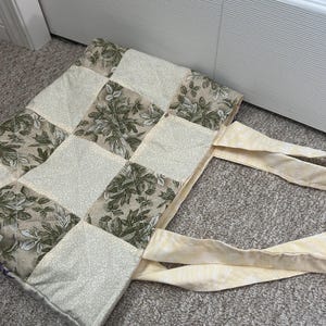 Sac fourre-tout matelassé feuillu, sac fourre-tout/sac à provisions/sac à bandoulière fait main, fabriqué avec des matériaux durables recyclés, violet et vert