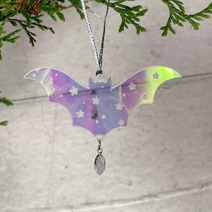 Iridescent Bat Ornament Spooky Christmas Tree image 1