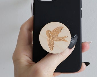 Bird Skeleton  Wooden Engraved Phone Grip