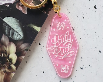 Lady Luck Pink Marble Keychain