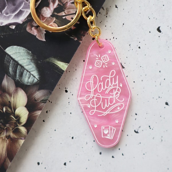 Lady Luck Pink Marble Keychain