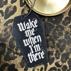 Gothic Luggage Tag in Black Vegan Leather image 1