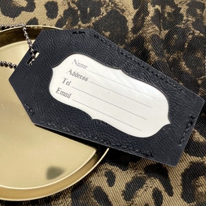 Gothic Luggage Tag in Black Vegan Leather image 2