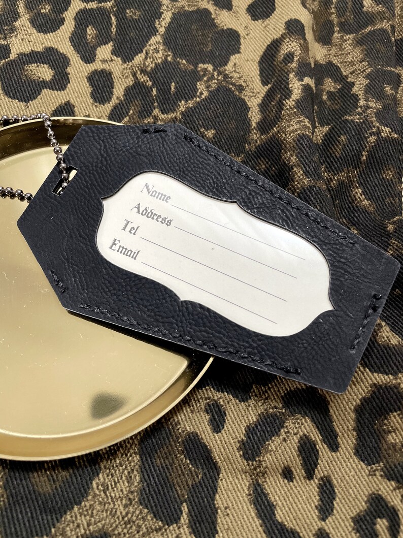 Gothic Luggage Tag in Black Vegan Leather image 2