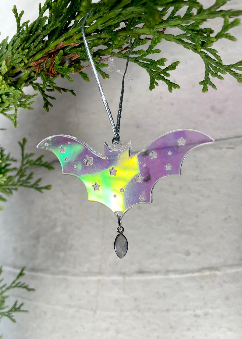 Iridescent Bat Ornament Spooky Christmas Tree image 9