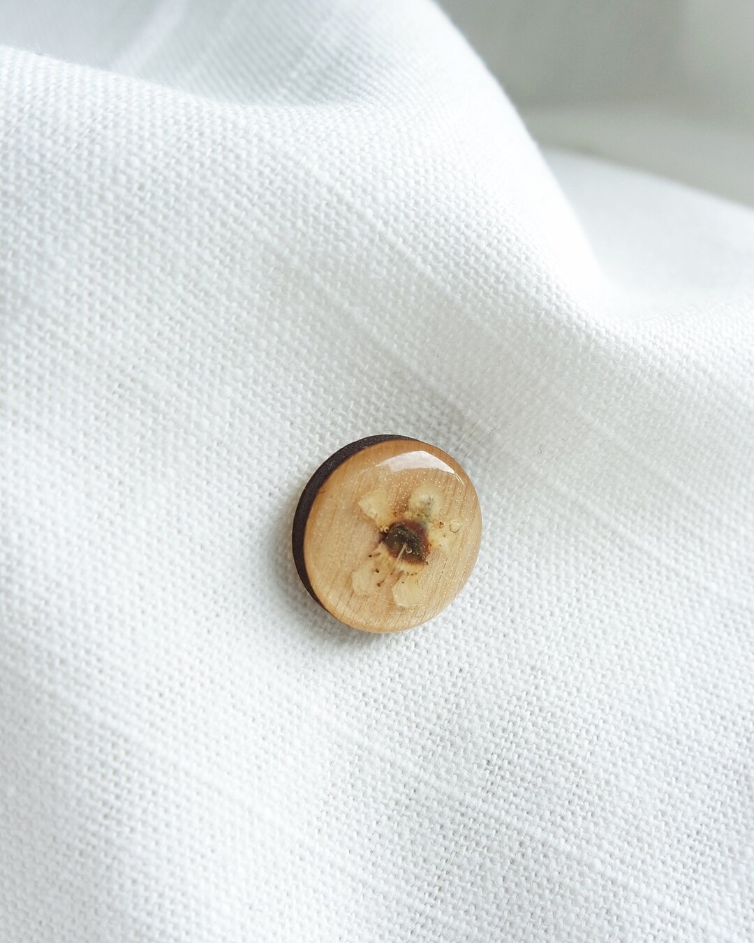 Floral Rustic Pin Yellow Pressed Flower Wood and Resin Pin - Floral Pin - Etsy