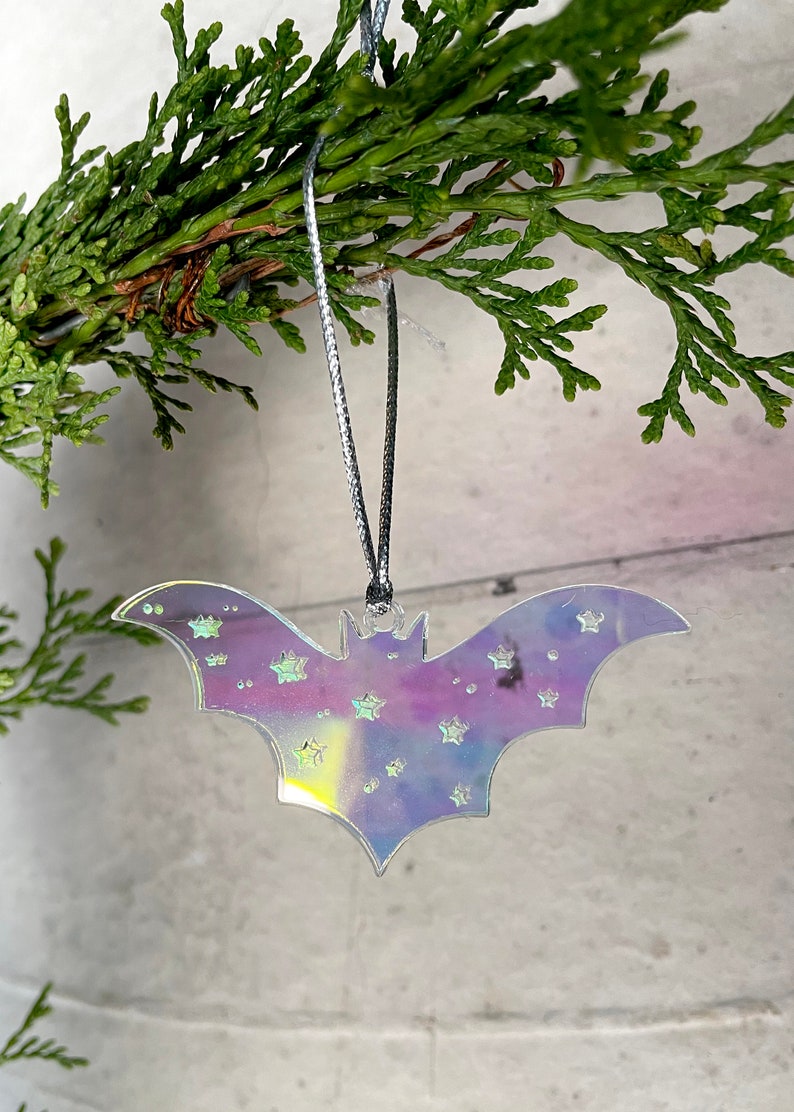 Iridescent Bat Ornament Spooky Christmas Tree image 5