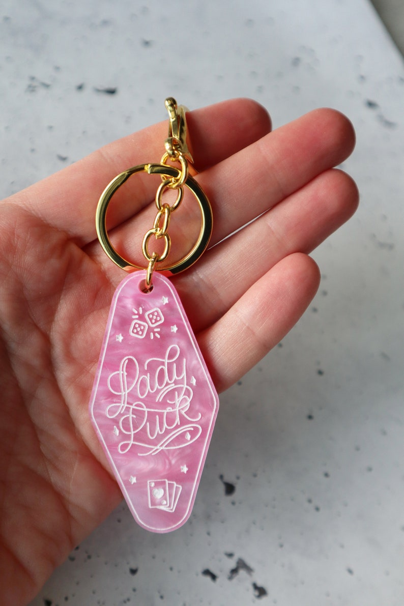 Lady Luck Pink Marble Keychain image 5