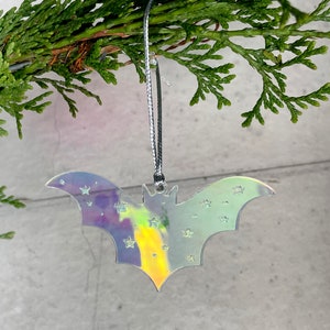 Iridescent Bat Ornament Spooky Christmas Tree image 4