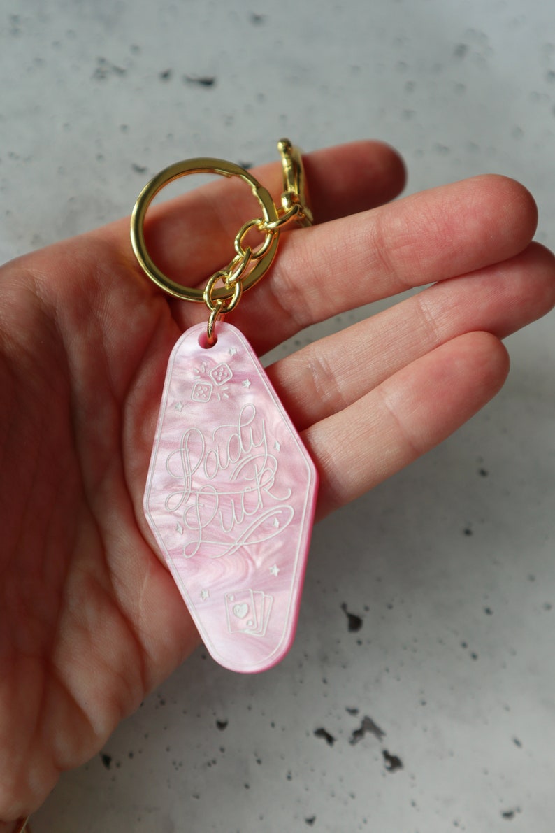 Lady Luck Pink Marble Keychain image 4