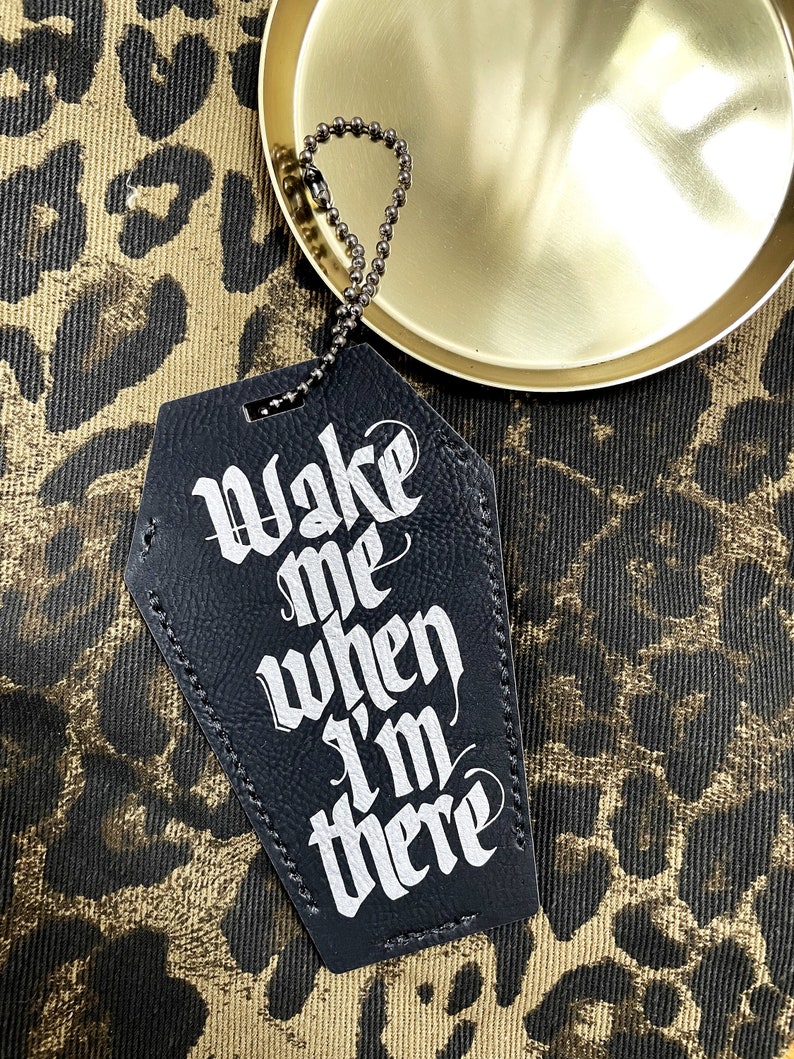 Gothic Luggage Tag in Black Vegan Leather image 1
