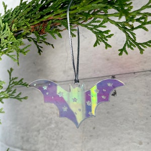 Iridescent Bat Ornament Spooky Christmas Tree image 8