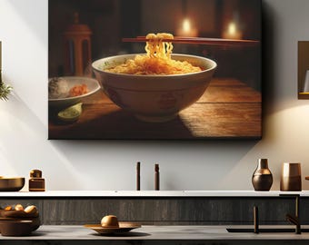 Ramen Noodle Wall Art Canvas "Savory Ramen Delight" | Japanese Ramen Wall Art | Ramen Canvas Print | Kitchen Decor for Ramen Lovers