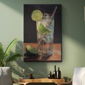 Vintage Moscow Mule Drink Olej Malarstwo Płótno Sztuka "Sip of Nostalgia" | Klasyczny Drink Koktajlowy Sztuka Ścienna | Dekoracja Jaskini Mężczyzny | Prezent Miłośnika Wódki