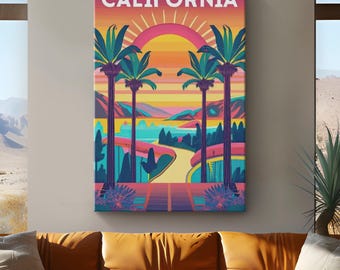 California Canvas Wall Art "California Dreamscapes" / Stampa artistica da parete rurale panoramica / Opera d'arte rustica di campagna / Arte da parete in stile fattoria