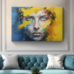 Slava Ukraini Face of Ukraine Acrylic Painting Canvas &quot;Pride of Ukraine&quot;| National Pride Acrylic Art| Ukrainian Wall Art | Ukraine Art Gifts