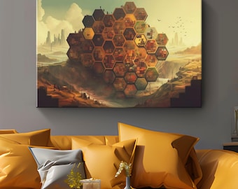 Futuristic Canvas Art Fantasy Wall Art "Futuristic Horizons"| Contemporary Sci-fi Wall Decor | Abstract Futuristic Artwork | Modern Decor