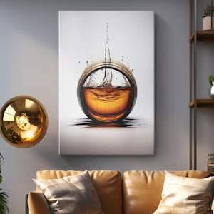 シュールなウイスキーバーボン酒樽キャンバス「ウイスキーの夢」| バーボン樽の絵画 | 酒の壁アート | ビールセラーの男の隠れ家の壁装飾