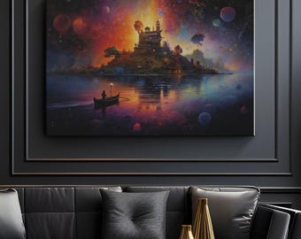 Magical Art Print Fantasy Wall Decor Mythical Canvas Wall Art "Realm of Enchantment" | Contemporary Wall Decor | Modern Dark Canvas Art