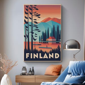 Finland Travel Poster "Finnish Serenity"| Finland Art Print on Canvas | Finland Gift | Finnish Nature Wall Art | Scandinavia Travel Poster