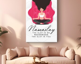 Meditation Canvas Wall Art (Light) "Namaslay" | Yoga Wall Decor | Spiritual Wall Art | Buddhist Wall Art | Namaste Decor | Namaslay Canvas