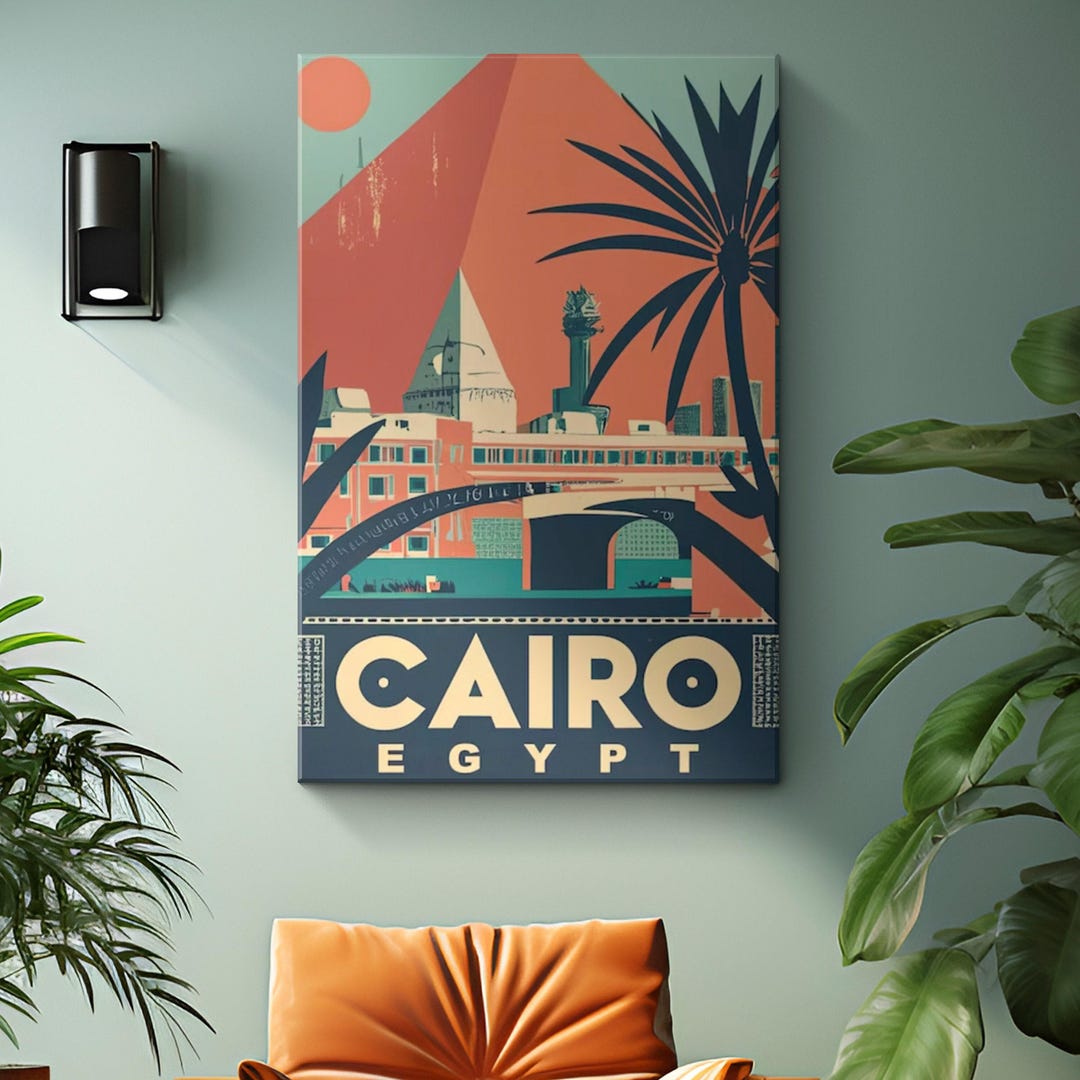 Vintage Cairo Egypt Travel Poster Canvas Print "timeless Cairo ...
