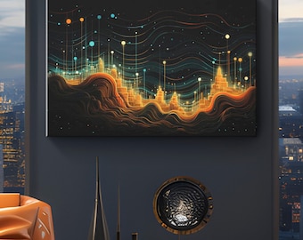 Cityscape Dark Canvas Wall Art "Nightlife Spectrum"| Colorful Cityscape Canvas Art | Urban Nightscape Wall Decor | Contemporary City Art