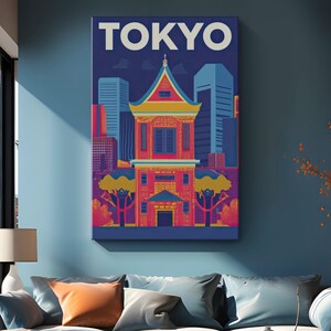 Tokyo Travel Canvas Print Japanese Wall Art &quot;Tokyo Dreams&quot; | Tokyo Japan Travel Poster | Tokyo Palace Wall Art | Portrait Tokyo Canvas Print
