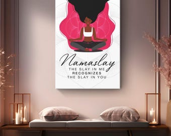 Meditation Canvas Wall Art (Dark) "Namaslay" | Yoga Wall Decor | Spiritual Wall Art | Buddhist Wall Art | Namaste Decor | Namaslay Canvas