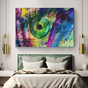 Colorful Eye Canvas Art &quot;Mesmerizing Gaze&quot; &quot; Woman&#39;s Eye Wall Art | Colorful Abstract Eyes Decor | Rainbow Eye Canvas Painting Wall Display