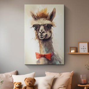 Fashionable Funny Llama Wearing Sunglasses Canvas Art "Glam Llama Chic"| Llama Print Gift | Safari Nursery Decor | Fashion Wall Art