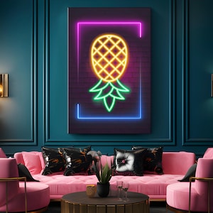 Upside Down Pineapple Canvas Art "Tropical Twist" | Swinger Lifestyle Art Decor | Bar Cart Art Wall Hanging Decor | Plays Well With Others