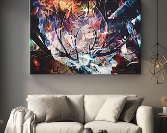 Psychedelic Deer Antlers Canvas Wall Art With Vibrant Swirls of Color | Deer Antlers Wall Decor | Eye-Catching Psychedelic Canvas | Deer Art