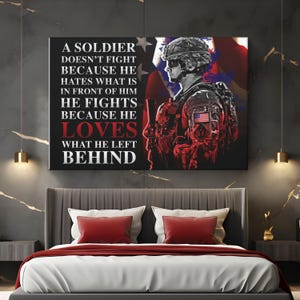 Military Army Canvas Art &quot;Valor Unveiled&quot; | Motivational Soldier Wall Art | Military Army Gift | Military Retirement Gifts | Army Wall Decor