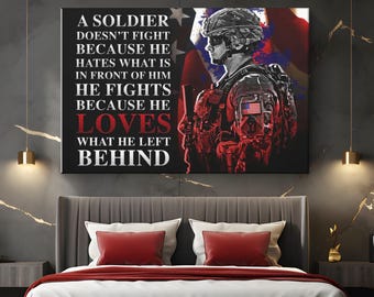 Military Army Canvas Art "Valor Unveiled" | Motivational Soldier Wall Art | Military Army Gift | Military Retirement Gifts | Army Wall Decor