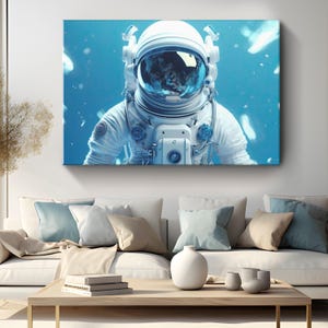 Astronaut Canvas Wall Art "Aquatic Astronaut" | Outer Space Decor | Galaxy Explorer Print | Cosmic Sci-Fi Art | Futuristic Space Lover Gift