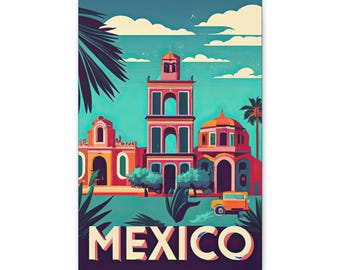 Mexico Art Canvas Print Wall Art Travel Poster "Colors of Mexico" | Mexican Culture Canvas Art | Mexican Art Print | Housewarming Gift