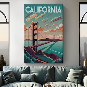 California Golden Gate Bridge Canvas Wall Art &quot;Golden Gate Majesty&quot; | San Francisco Wall Decor | California Landmark Wall Art
