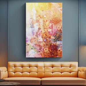 Psychedelische canvas muurkunst &quot;Chasing Autumn&quot; | Abstracte kunst | Surrealistische kunstafdruk | Levendige muurkunst slaapkamer | Herfstdecoratie Trippy Art