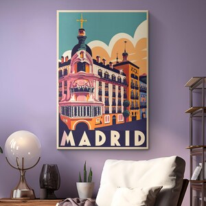 Madrid Travel Poster Canvas Print &quot;Madrid Impressions&quot; | European Cityscape Wall Art | Spain Architectural Decor | Madrid Travel Gifts